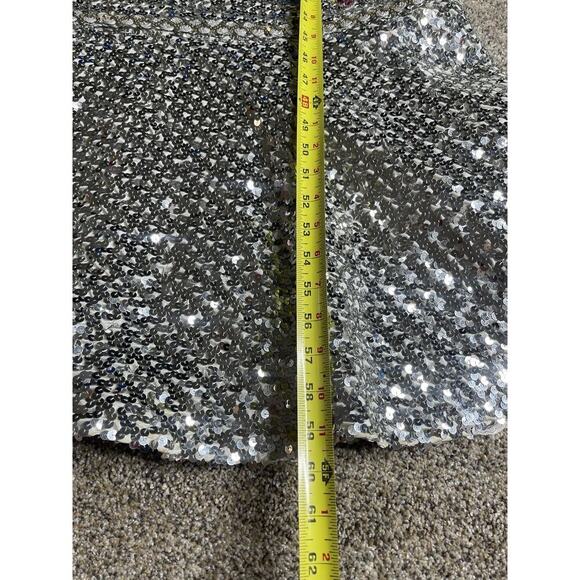 Vintage 60’s 70s Silver Sequin Mermaid Gown Dress Metallic Floral Glam Hollywood - Picture 8 of 12